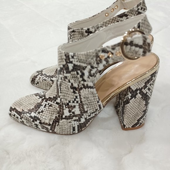 Aalia Natural Snakeskin Block Heel Slingback Pump Size 8.5 - Picture 8 of 13